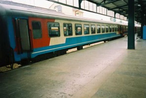 The blue-red Pullman coach in Anadolu Express to Ankara. This train displays all types of Pullman cars. 2001. Photo Gökçe Aydin.