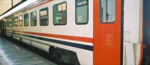 TVS2000 Pullman car of Izmir Mavi Treni. The train is waiting for its departure in Ankara station. 2001. Photo Gökçe Aydin.