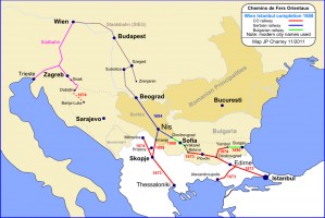 Chemins de Fer Orientaux: 1888 Istanbul to Vienna completion