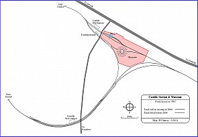 Track layout map showing museum location over the former Çamlık station and shed tracks