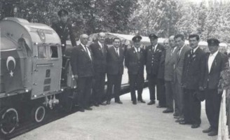 KL 46002 Mehmetcik is pausing with a party of officials during the opening ceremony of the line on 19 May 1965. Col. G. Tunçbilek