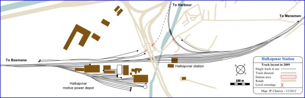 Halkapınar, station and depot track plan in 2009